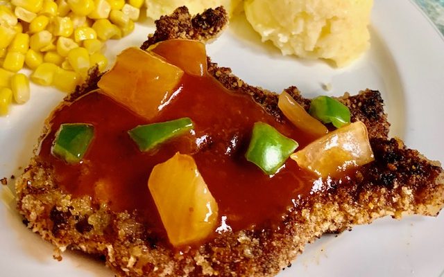 Oven Fried Pork Chops with Sweet & Sour Sauce