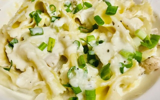 Fettuccine Chicken Alfredo with Bowtie Pasta